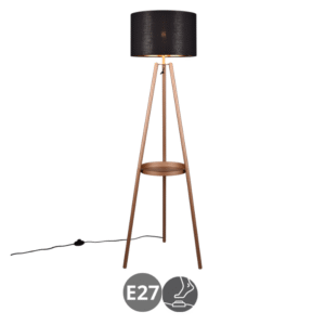 Lampara de pie COLETTE E27 152cm café negro oro