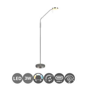 Lámpara de pie led MORENO CCT níquel mate