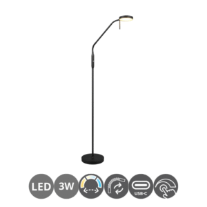 Lámpara de pie led MORENO CCT negro