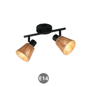 Lámpara foco NATREL 2xE14 metal ratán natural