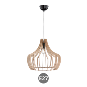 Lampara colgante WOOD E27 madera 44cm