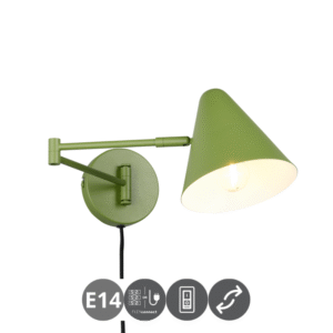 Aplique pivotante COSIMA E14 metal verde
