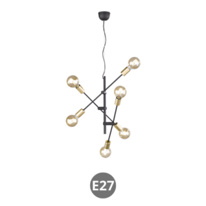 Lampara colgante CROSS E27 negro oro