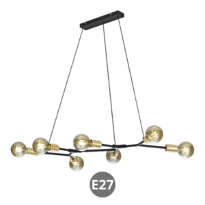 Lampara colgante CROSS E27 negro oro