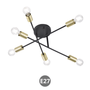 Lampara colgante CROSS E27 negro oro