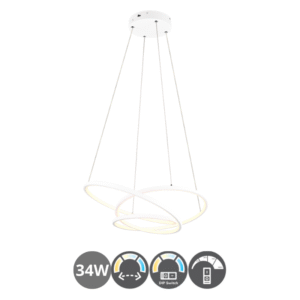 Colgante led lazo 52w CCT interruptor metal blanco
