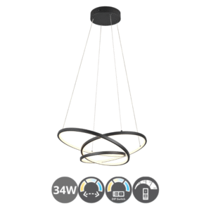 Colgante led lazo 52w CCT interruptor metal negro