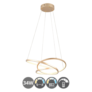 Colgante led lazo 52w CCT interruptor metal dorado