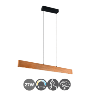 Colgante led lineal EDGEWOOD 115cm madera natural