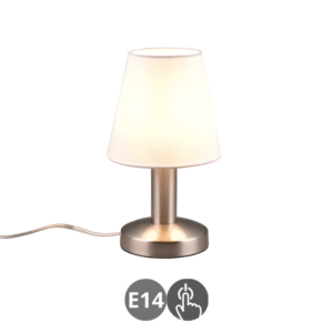 Lámpara de sobremesa MATS E14 níquel mate y blanco