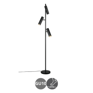 Lampara de pie led SOKA con lector GU10 negro