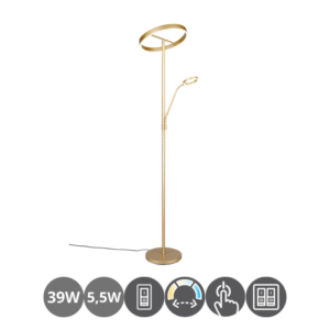 Lampara de pie led WILLIS con lector 39+5,5w dorado