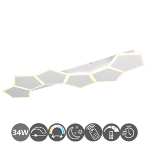 Plafón led decorativo 34w CCT dimable mando a distancia metal blanco