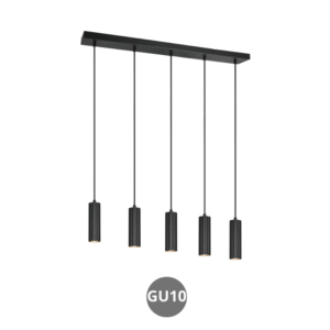 Lampara colgante focos 5x E27 negro