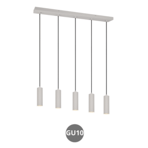 Lampara colgante focos 5x E27 gris cálido