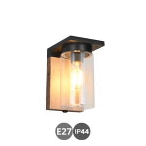 Aplique exterior ARDILA E27 con sensor negro madera