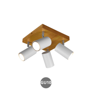 Lámpara foco MARLEY 4x GU10 madera metal blanco