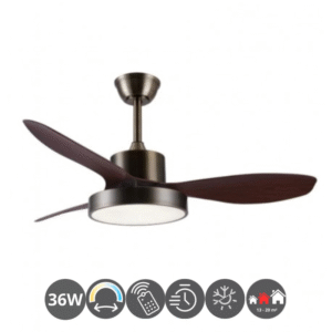 Ventilador CELESTE XL dimable cuero madera (13-20m²)