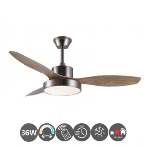 Ventilador CELESTE XL dimable cromo madera (13-20m²)