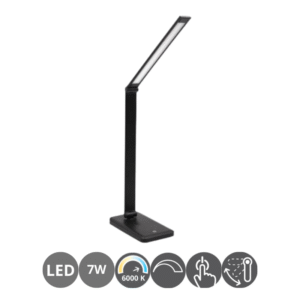 Flexo de escritorio led 7w 6000k regulable táctil negro