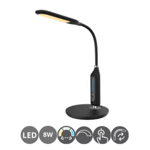 Flexo de escritorio led 8w 5000k regulable táctil negro