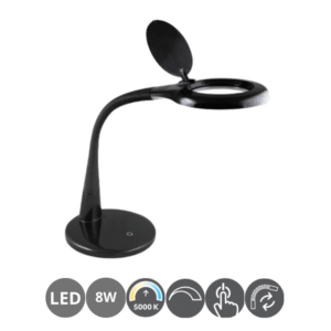 Flexo de escritorio lupa 8w 5000k regulable táctil negro