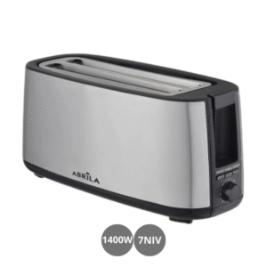 Tostador de pan 2 ranuras 1400w 7 niveles con apagado automático negro plata