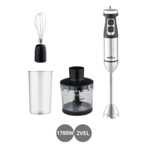 Conjunto batidora de mano+vaso+picador+batidor desmontable 1700w inox