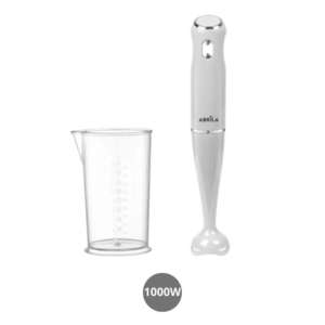 Batidora de mano 1000w con cuchillas de acero y vaso mezclador blanco