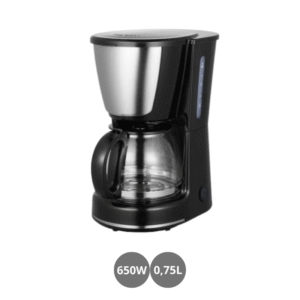 Cafetera de goteo 6 tazas 550w 0,75l jarra de cristal negro