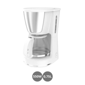 Cafetera de goteo 6 tazas 550w 0,75l jarra de cristal blanco
