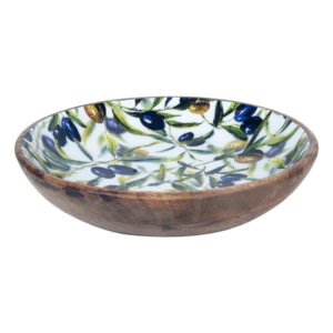 Plato hondo ACEITUNAS grande 30cm madera de mango