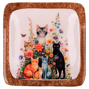 Bandeja cuadrada GATOS 12,5x12,5cm madera