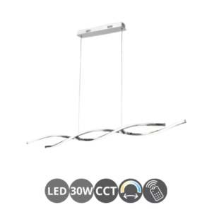 Lampara de colgar led ESPIRAL 30w CCT dimable 107cm cromo